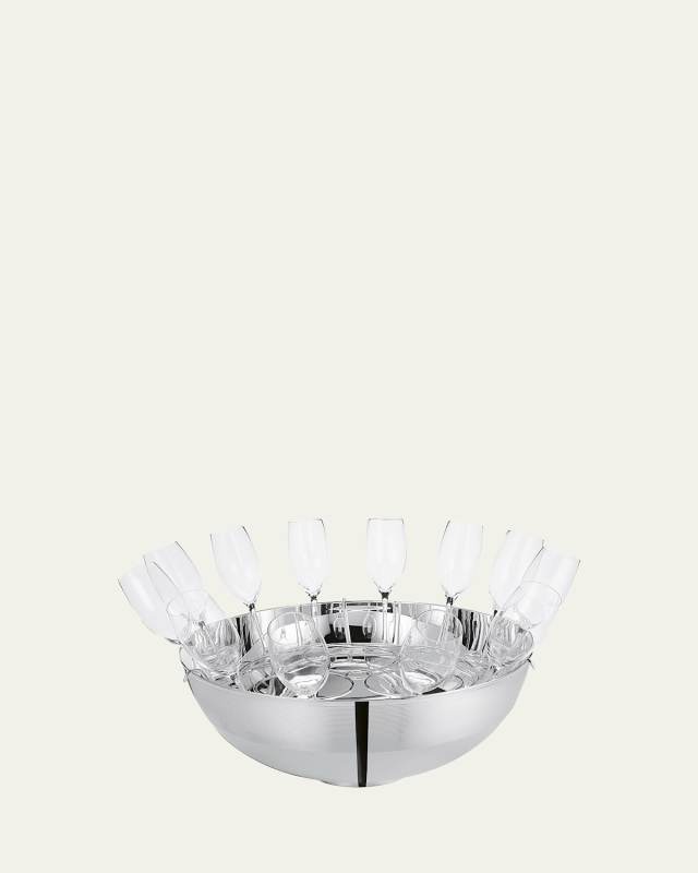 Champagne Flute Glasses and Bucket, Set of 12